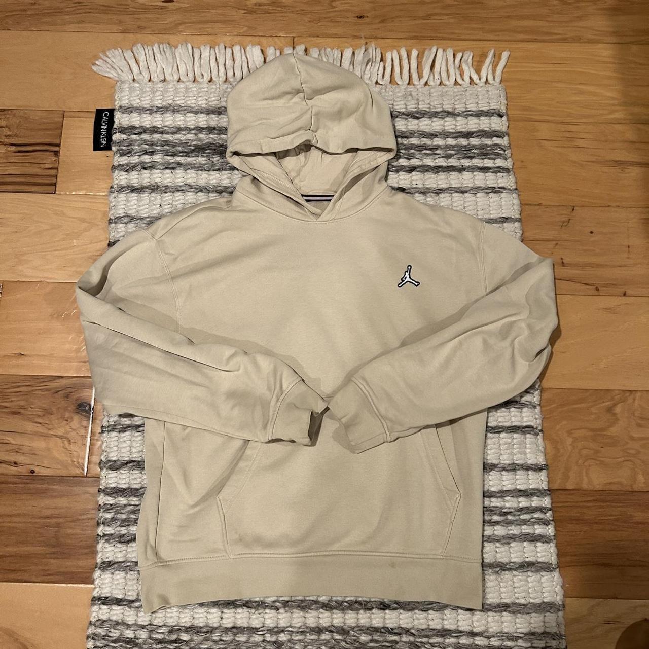 Jordan - Hoodie Size M Beige Tiny hole on the... - Depop