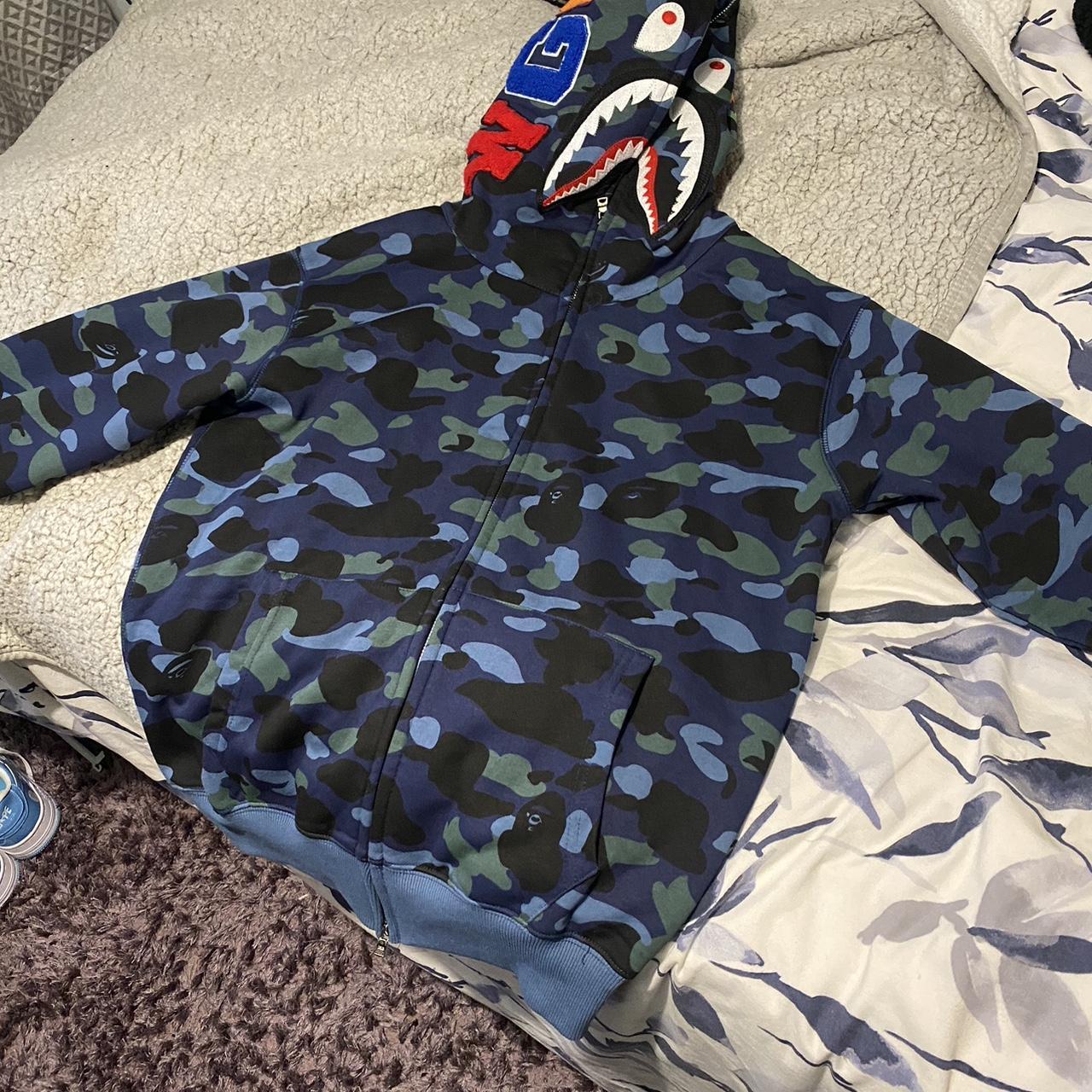 M Brand new // authentic //BAPE // blue camo hoodie... - Depop