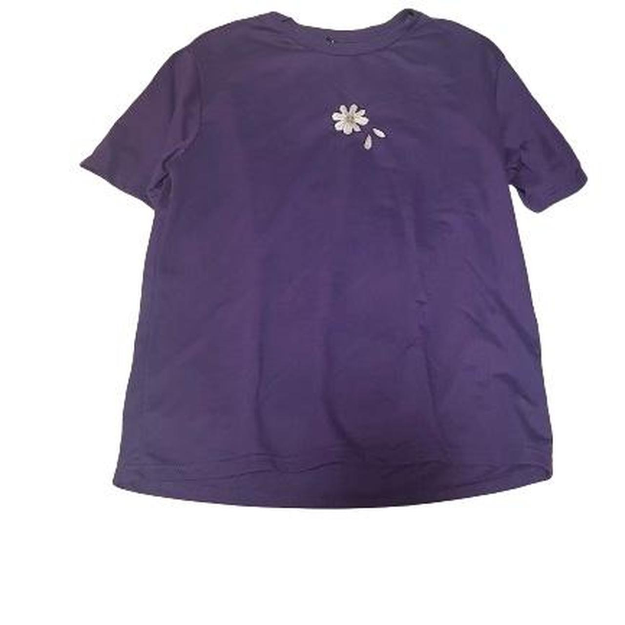 Purple shirt/t-shirt with a flower Barely... - Depop