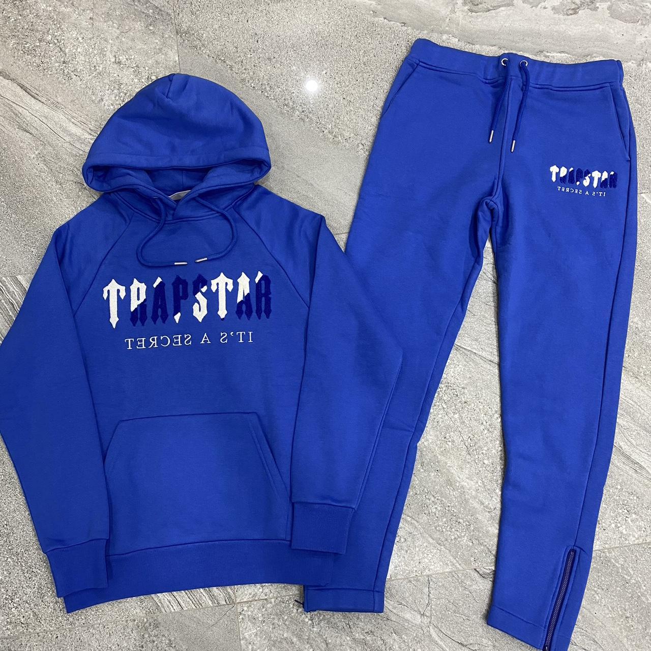 Trapstar Chenille Decoded Hooded Tracksuit - Dazzling Blue / White