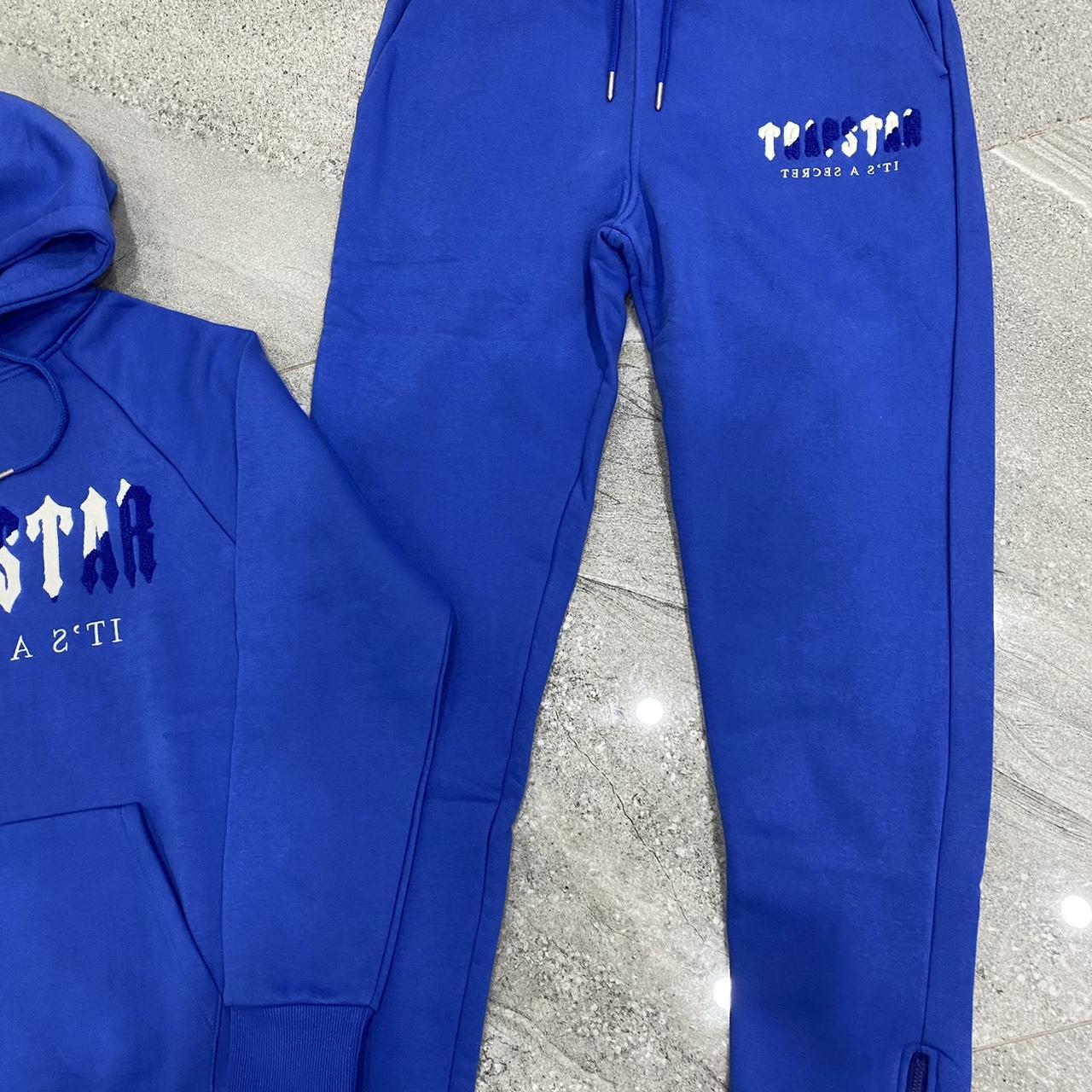 Trapstar Chenille Decoded Hooded Tracksuit - Dazzling Blue / White