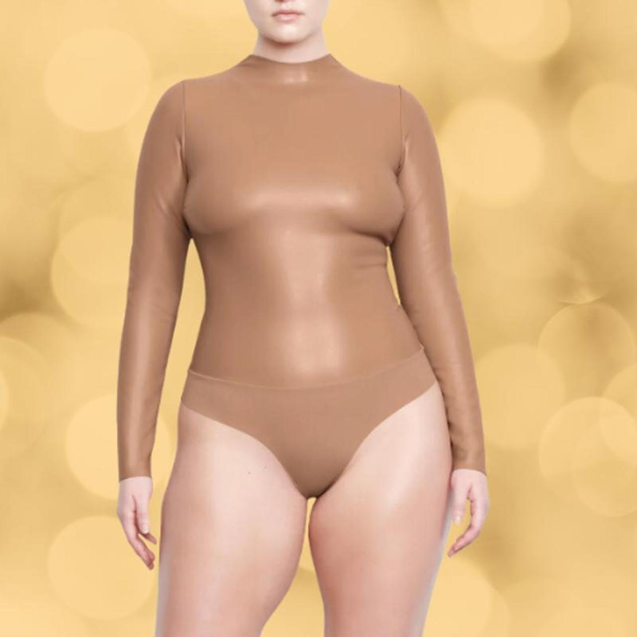 Track Faux Leather Scoop Bodysuit - Sienna - XXS at Skims