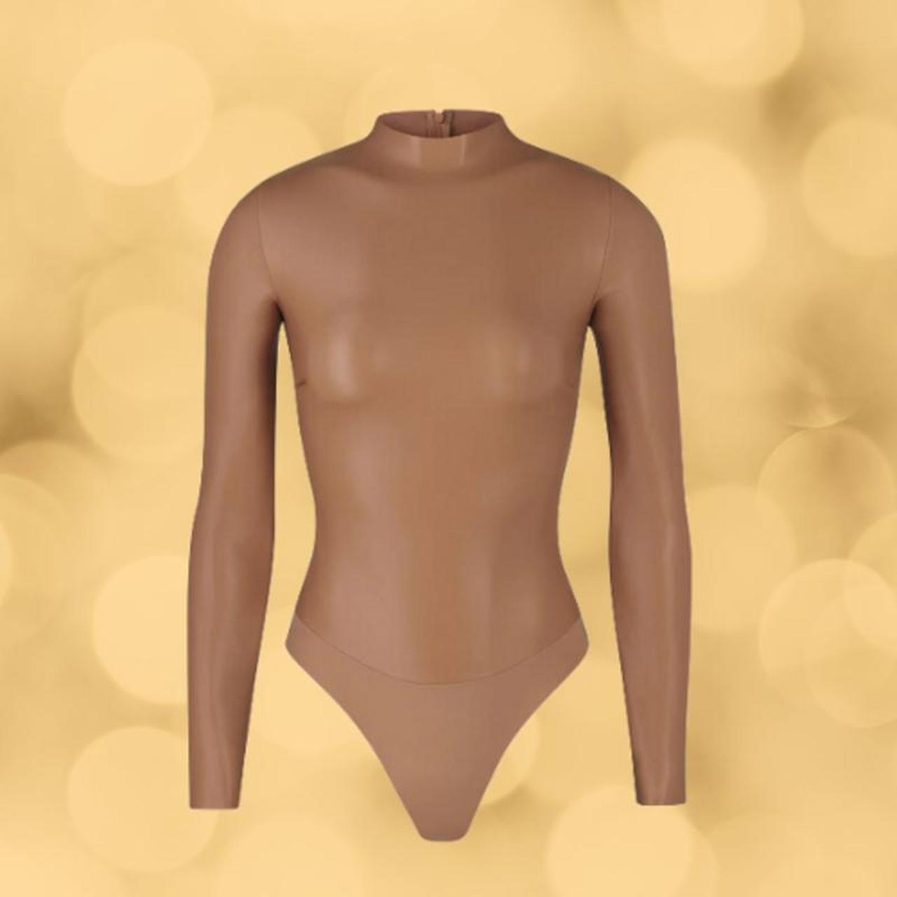Track Faux Leather Scoop Bodysuit - Sienna - XXS at Skims
