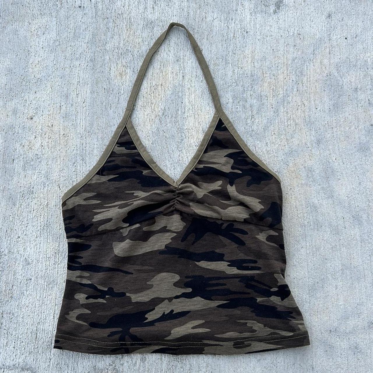 CUTE Cinched, tank top crop. Camo cute with anything. - Depop