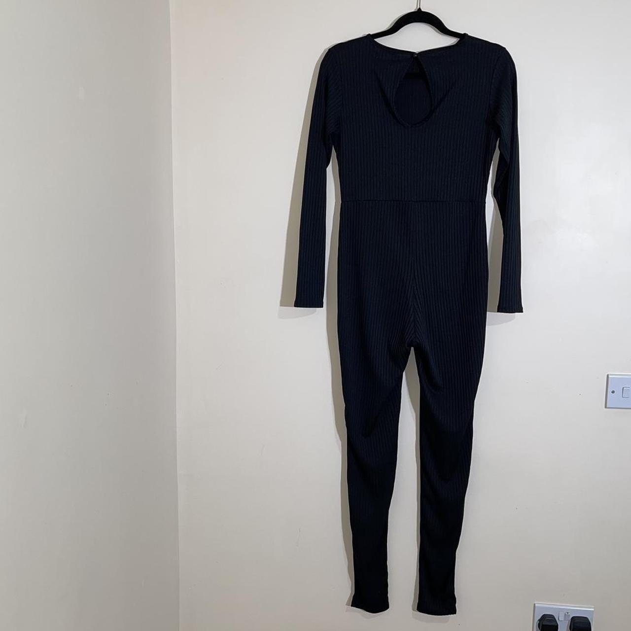Shape Black Rib Underbust Detail Long Sleeve Jumpsuit