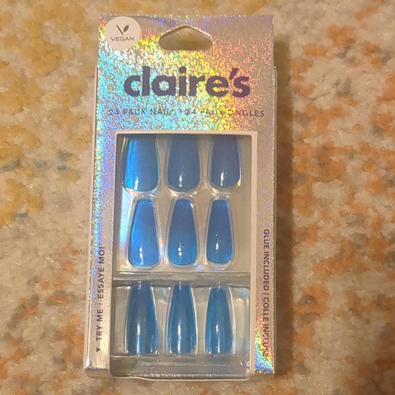 Nude Butterfly Bling French Tip Squareletto Vegan Faux Nail Set - 24 Pack |  Claire's US