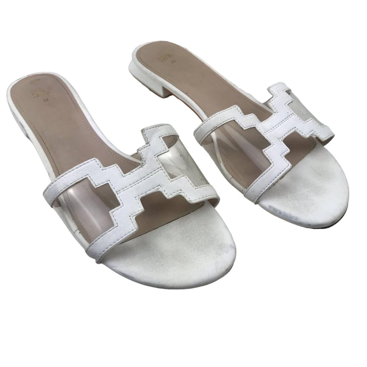 Zara white slides hotsell