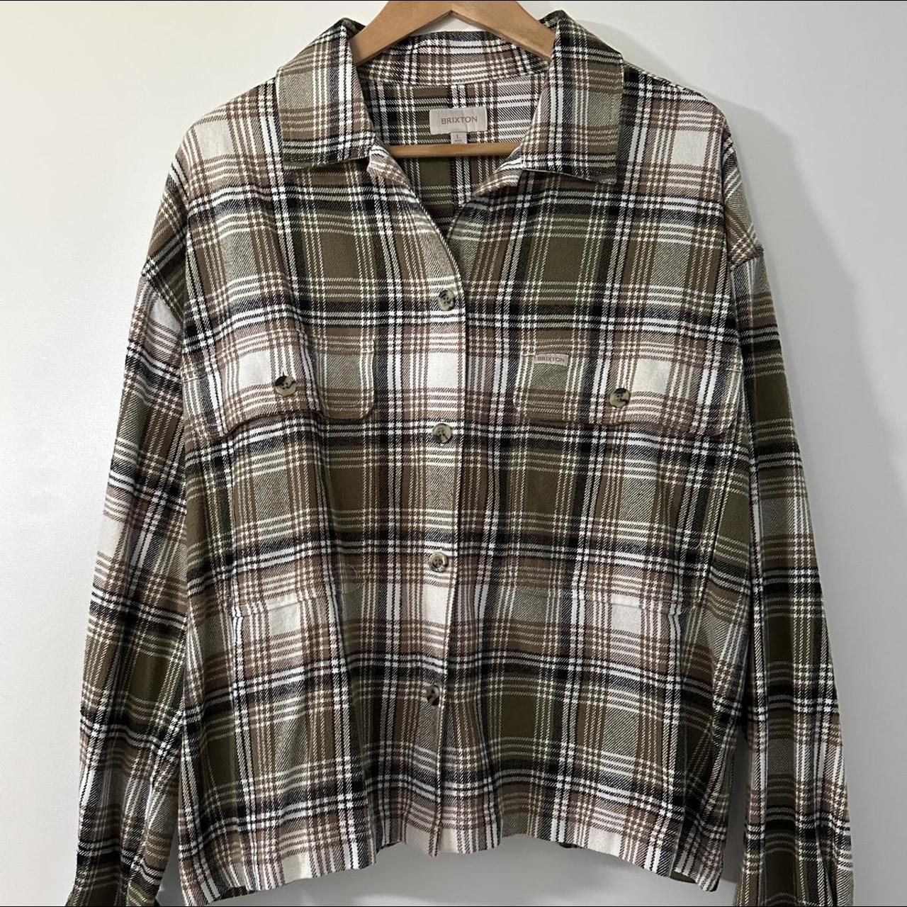 L | Brixton cropped checked shacket - Depop