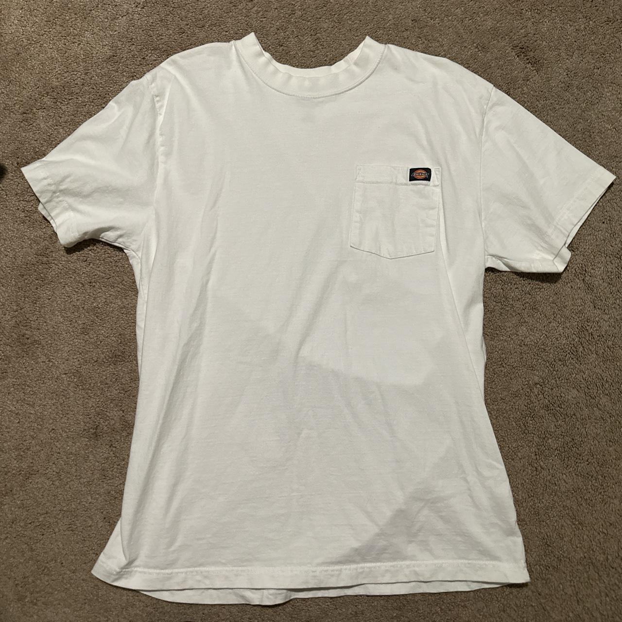 Plain White Large Dickies T-Shirt with Pocket - Depop