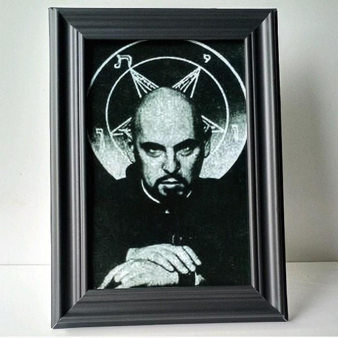 Vintage Anton Szandor LaVey Satanic Framed Photo... - Depop