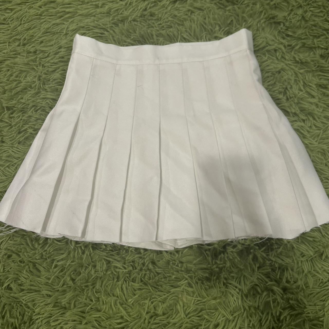 Xs Short, White, Pleated Skirt W Built-in Shorts - Depop