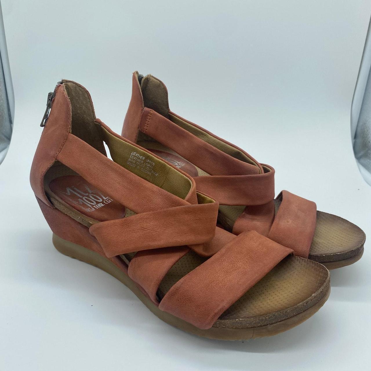 Miz Mooz Mika Leather authentic Cross Strap Wedge Sandals - Size 39