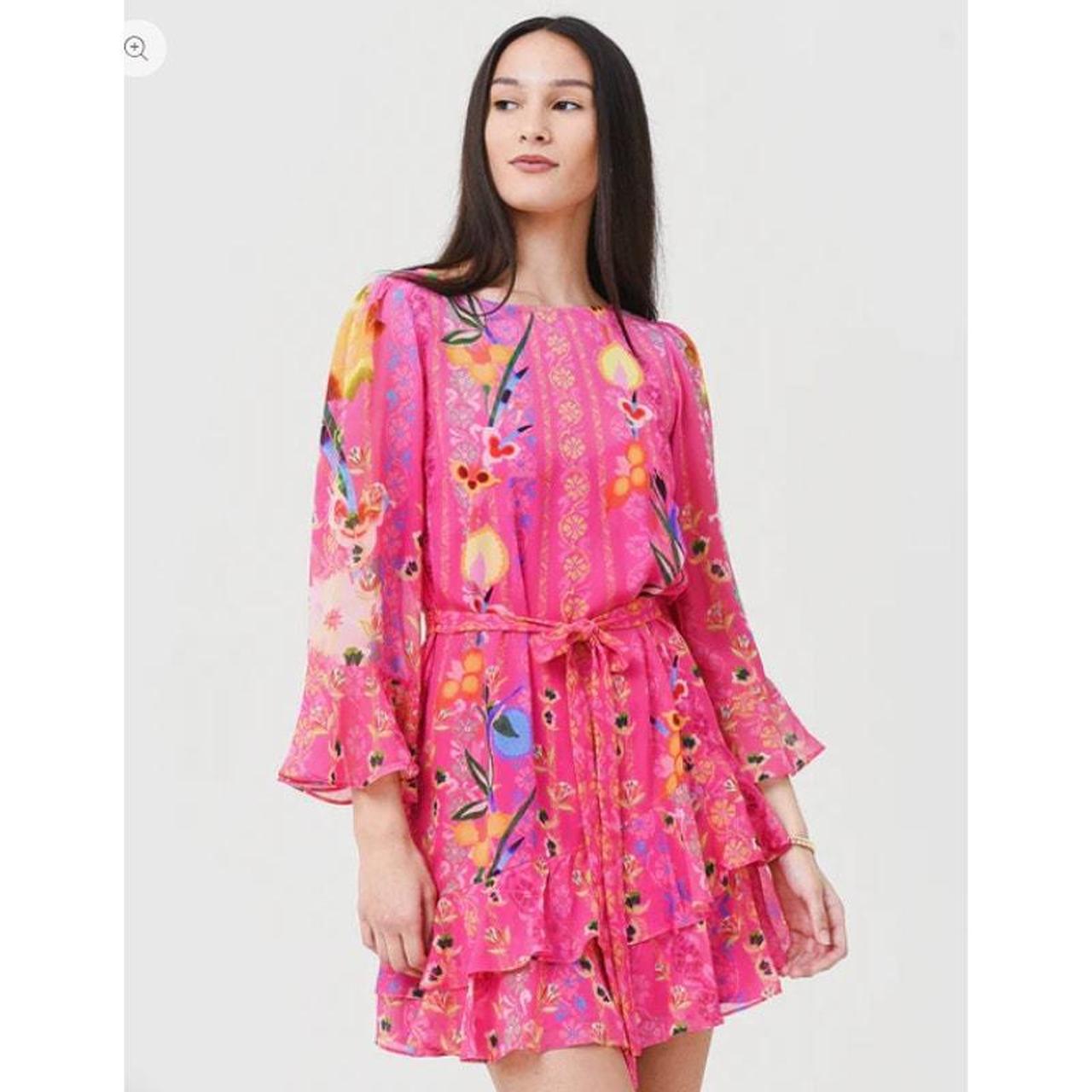 Saloni ruffle mini silk dress 2024 6