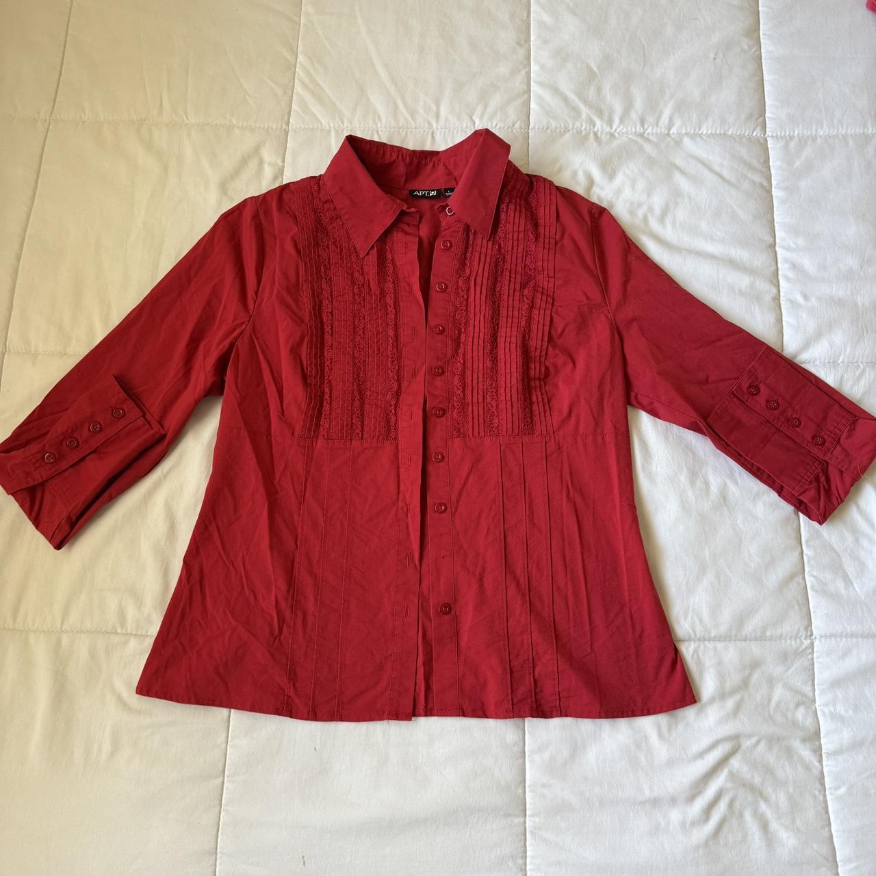 Apt. 9 Women's Blouse - Red - L – Red y2k button … - image 2