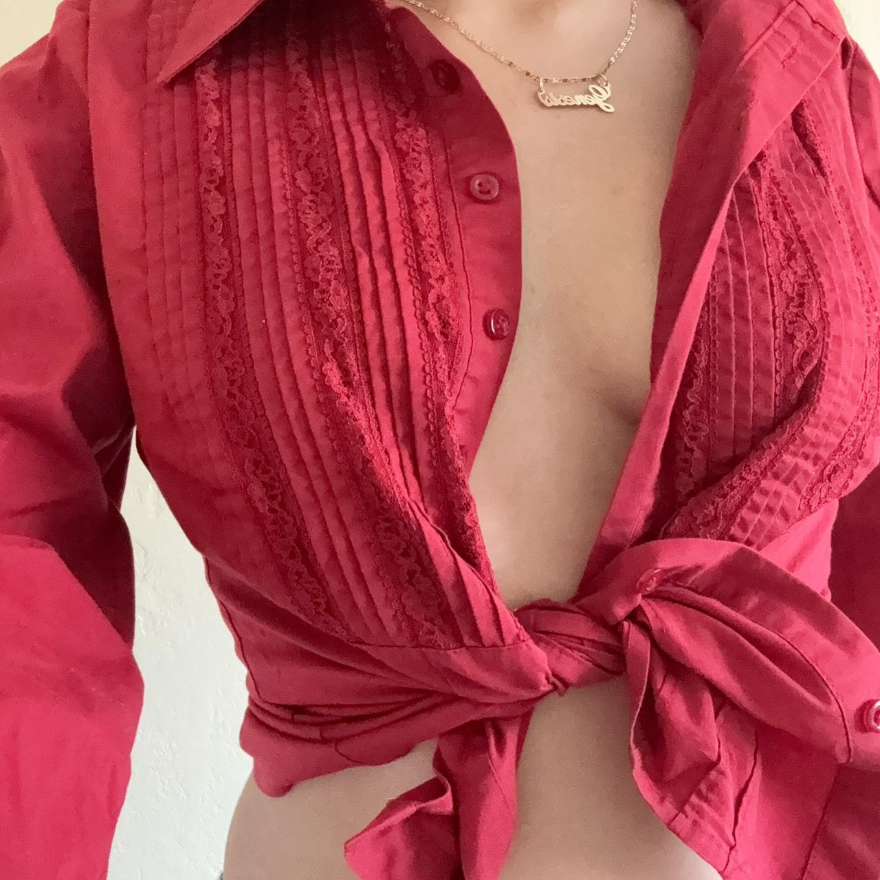 Apt. 9 Women's Blouse - Red - L – Red y2k button … - image 3