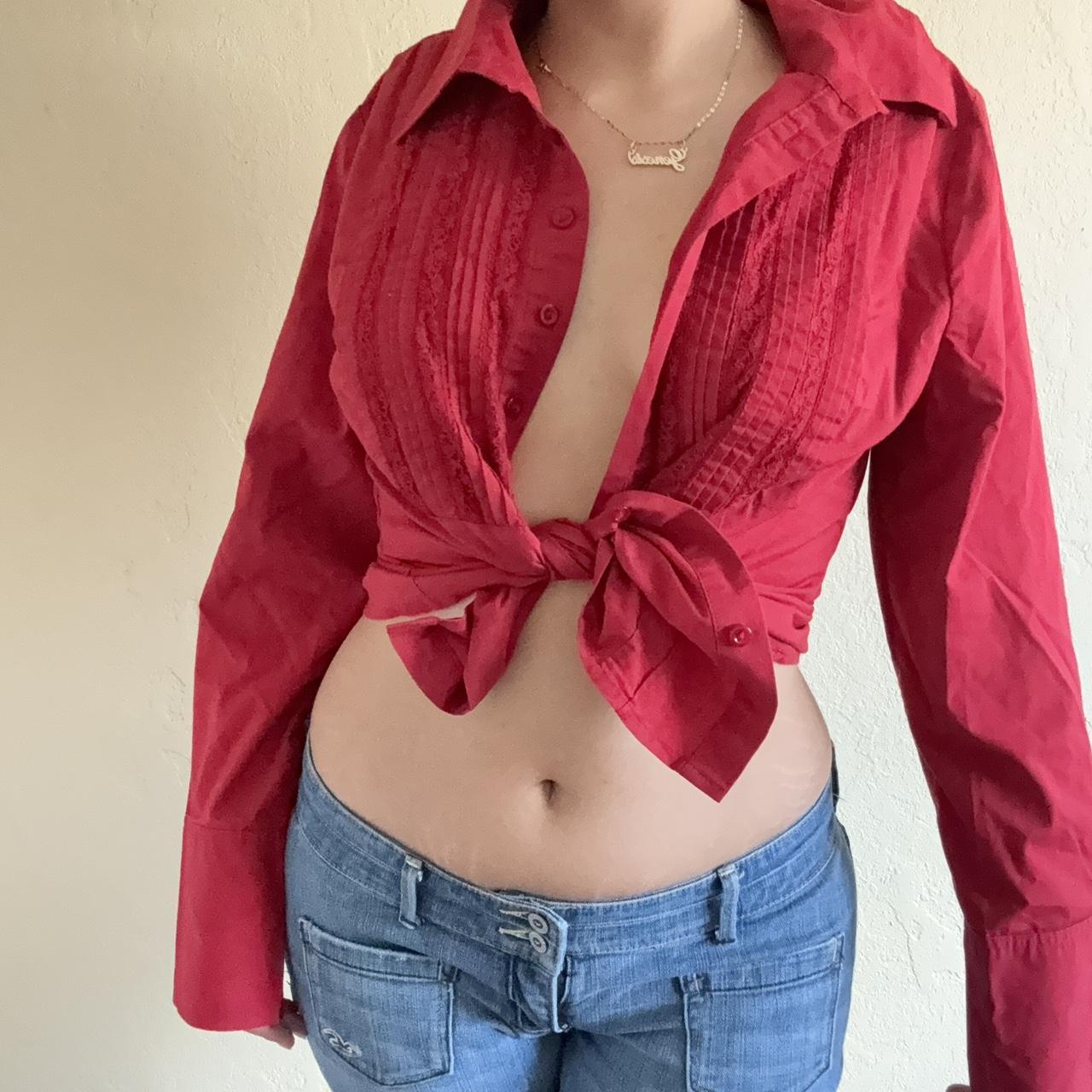 Apt. 9 Women's Blouse - Red - L – Red y2k button … - image 1