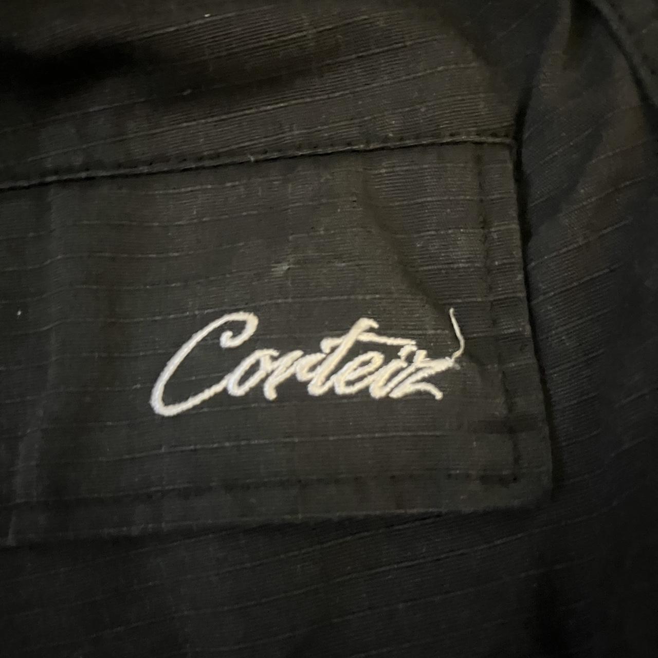 Black cortiez combat shorts with white logo (size xs... - Depop