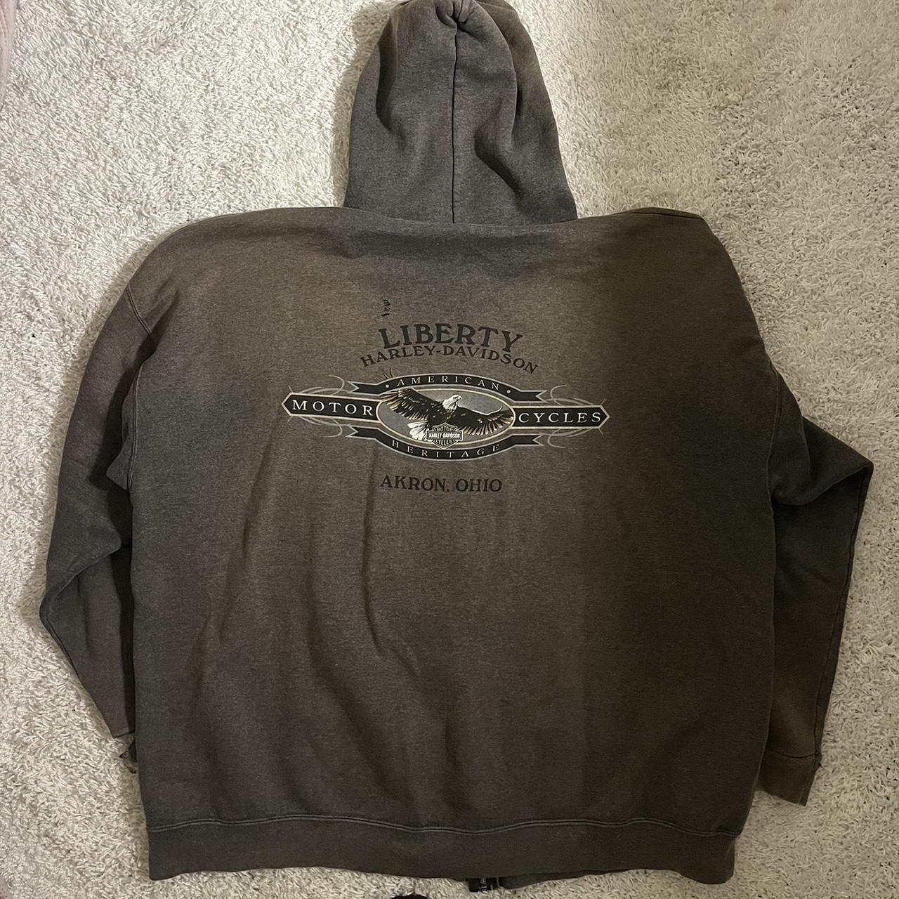 Vintage/Y2K Harley Davidson Akron Ohio Zip Up Hoodie... Depop