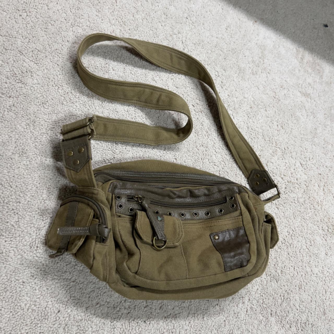 vintage military cargo sling bag •thrifted, one... - Depop