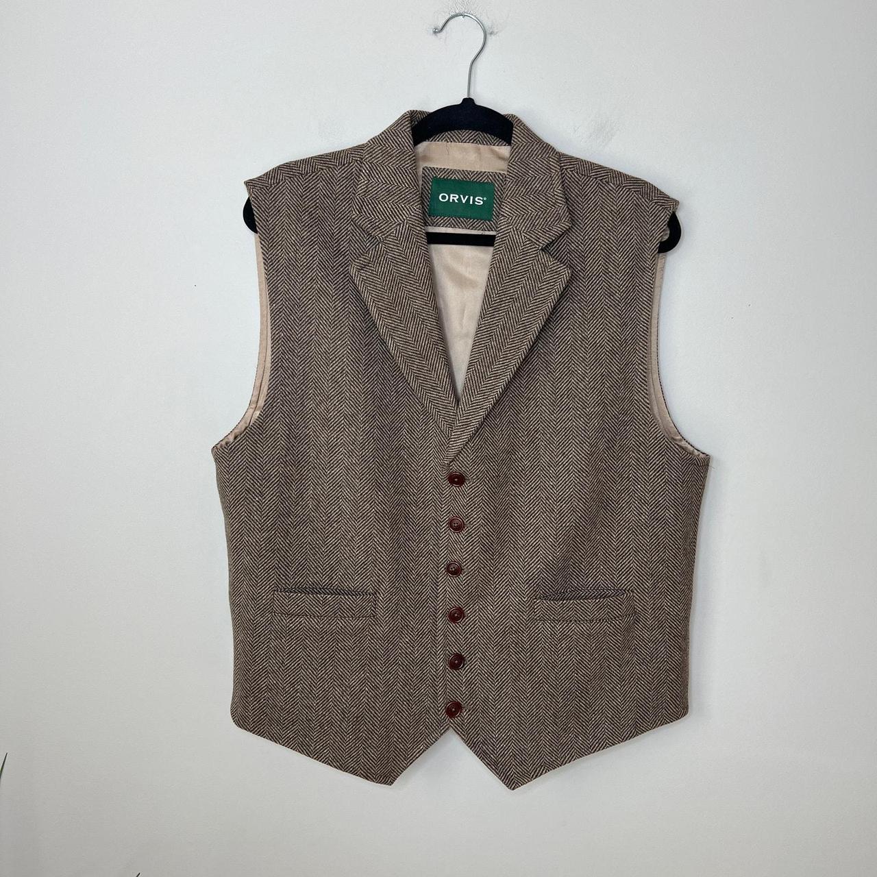 Orvis Wool Vest Waistcoat Tweed Size Large brown. Depop