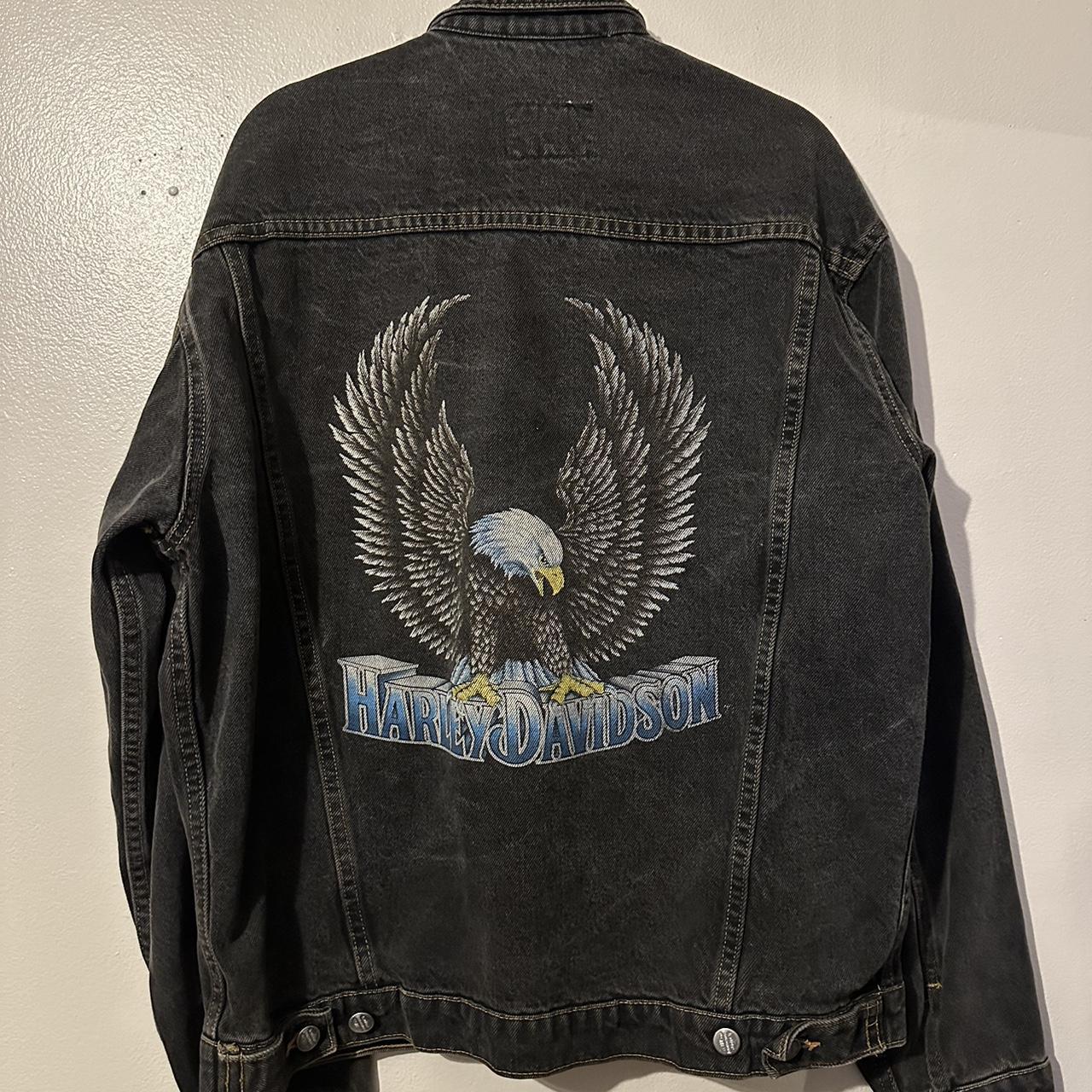 Vintage 1980’s 3-D Harley Davidson denim jacket size M - Depop