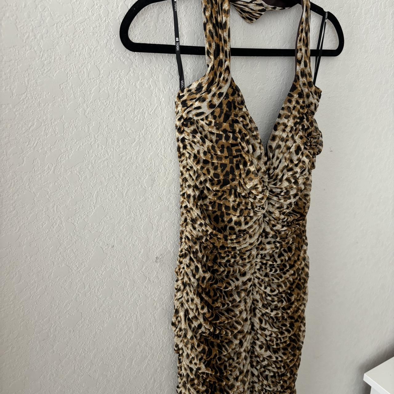 Tadashi Collection Halter Leopard print Dress Sz... - Depop