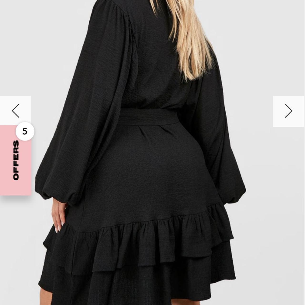 PLUS TEXTURED RUFFLE SELF FABRIC SKATER DRESS Depop