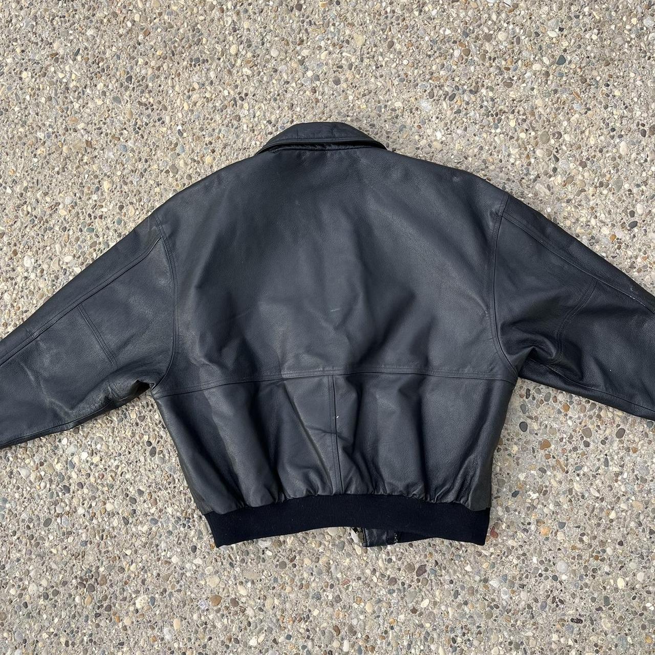 Vintage Mohawk Heavy Y2K Leather jacket workwear -... - Depop