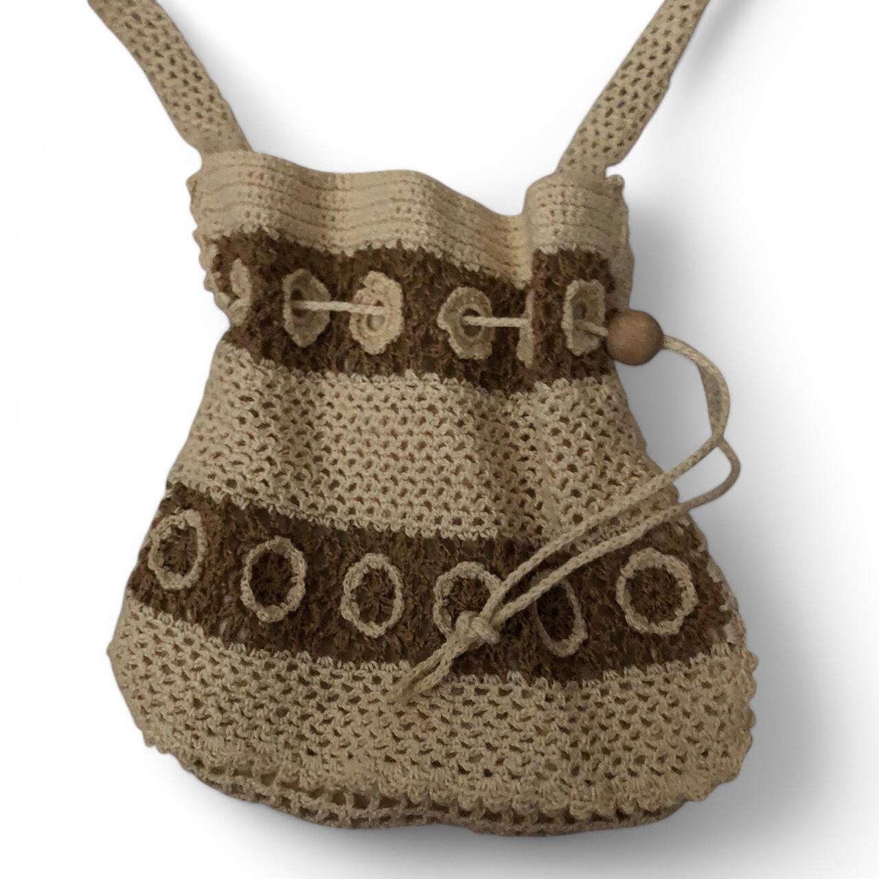 Brown Crochet bag #vintage #crochetbag wooden bead Depop