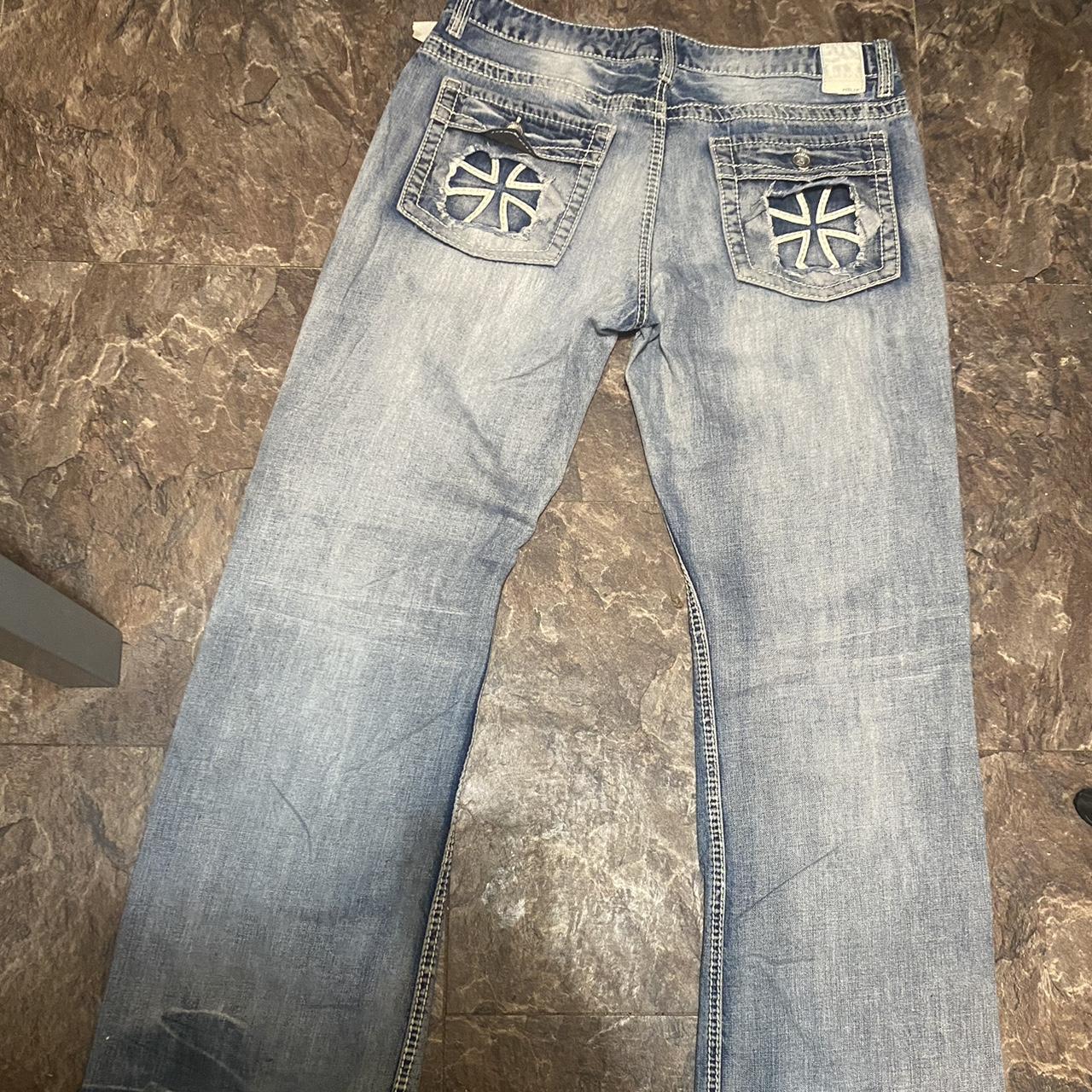 Y2K Helix Back Pocket Iron Cross Jeans‼️‼️ OFFERS... - Depop