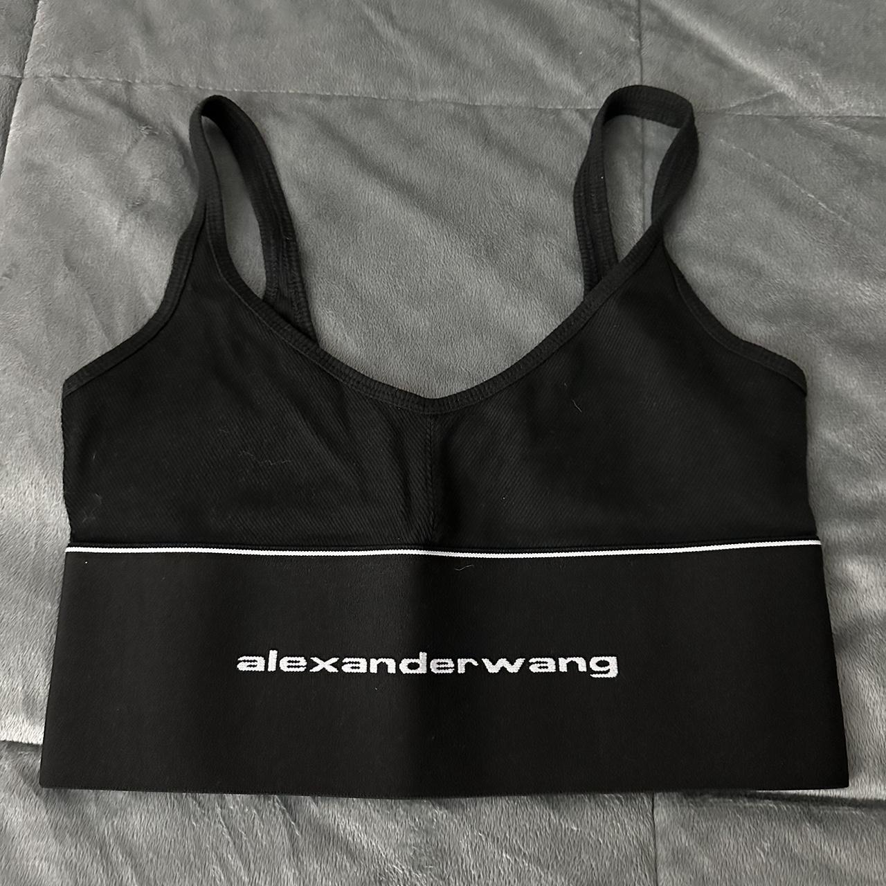 Alexander Wang Womens Gray Logo Bralette Top Size - Depop