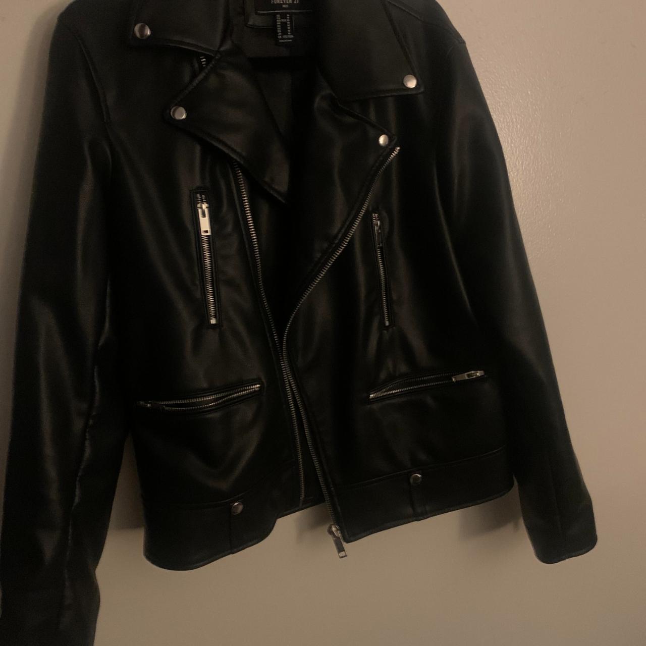 Black Forever 21 leather jacket, worn twice. - Depop