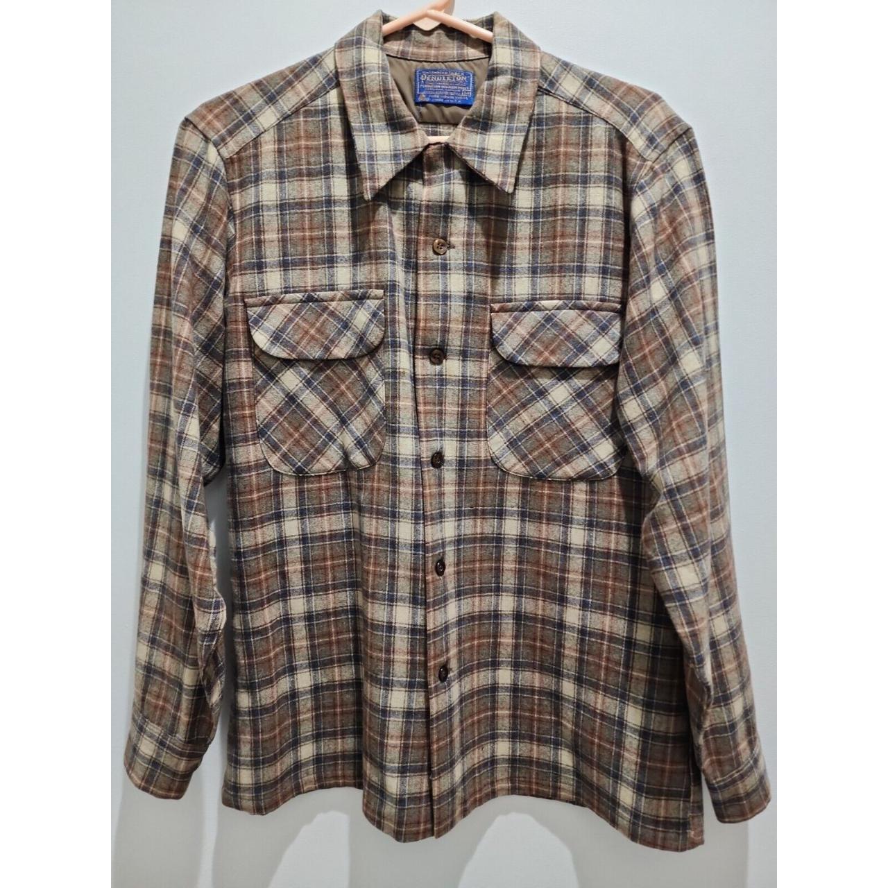 Vintage 1960 60s Pendleton Wool Board Flannel Plaid... - Depop