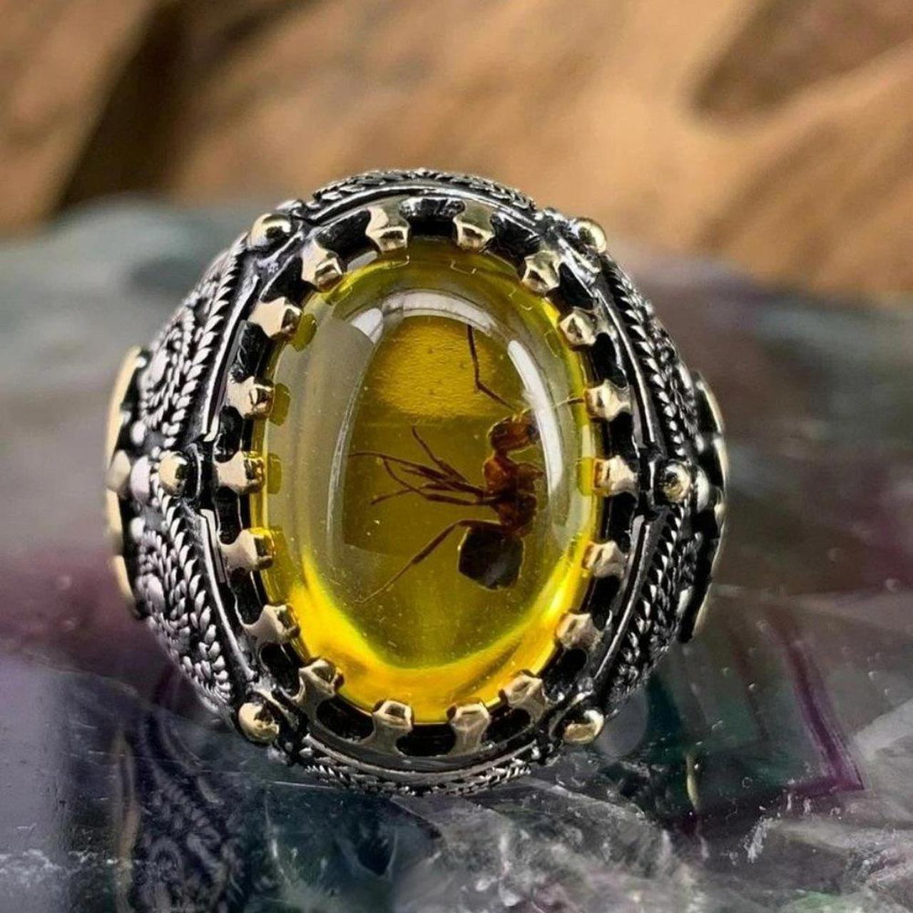Mens Rings Amber Insect Ring Amber Rings With Insects 2025 - Main Image