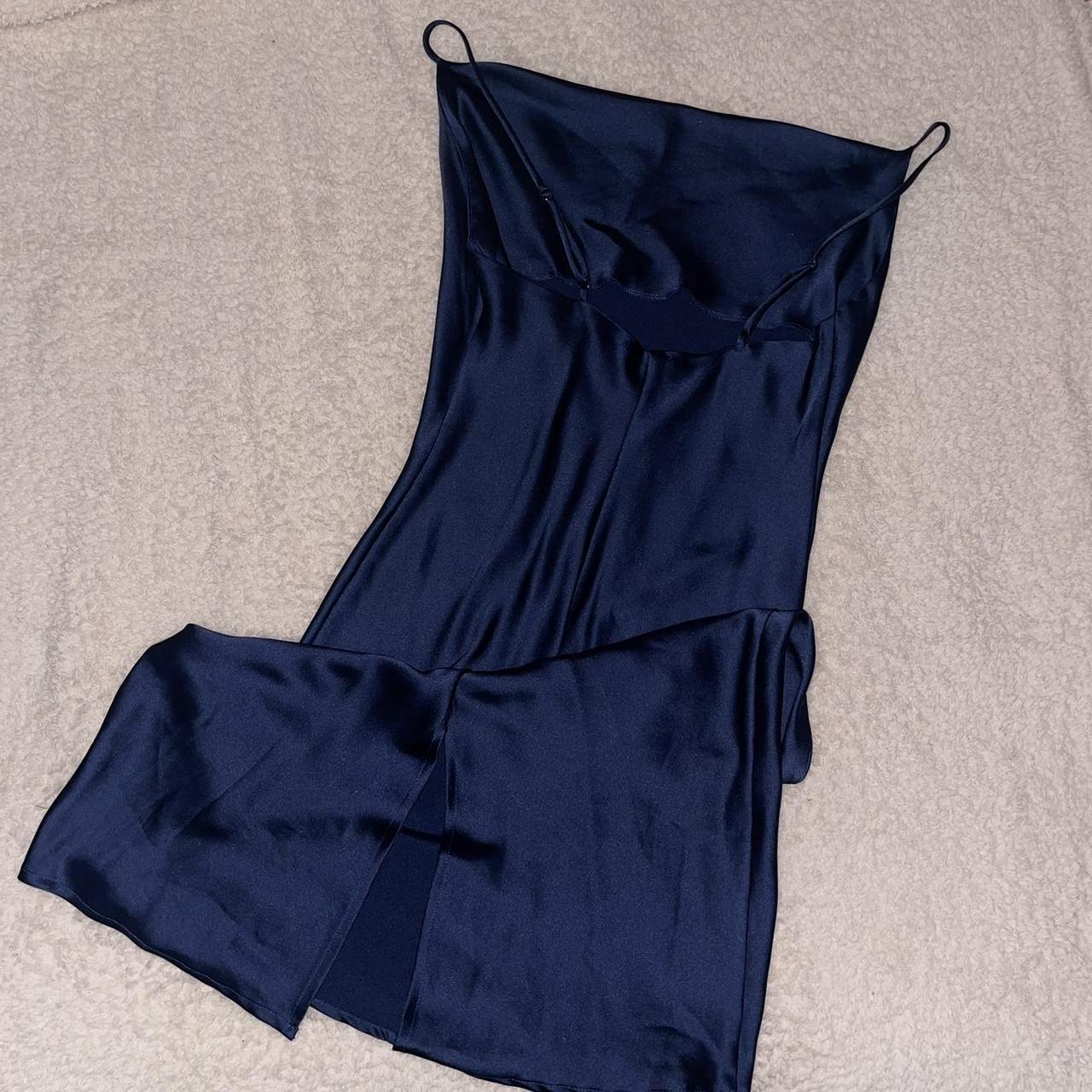 Petal Pup Satin Navy Persia Midi Dress Size 6 Depop