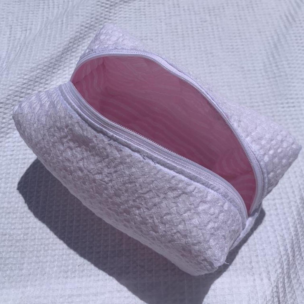 Cute Handmade Quilted Makeup Bag Pink and white... Depop