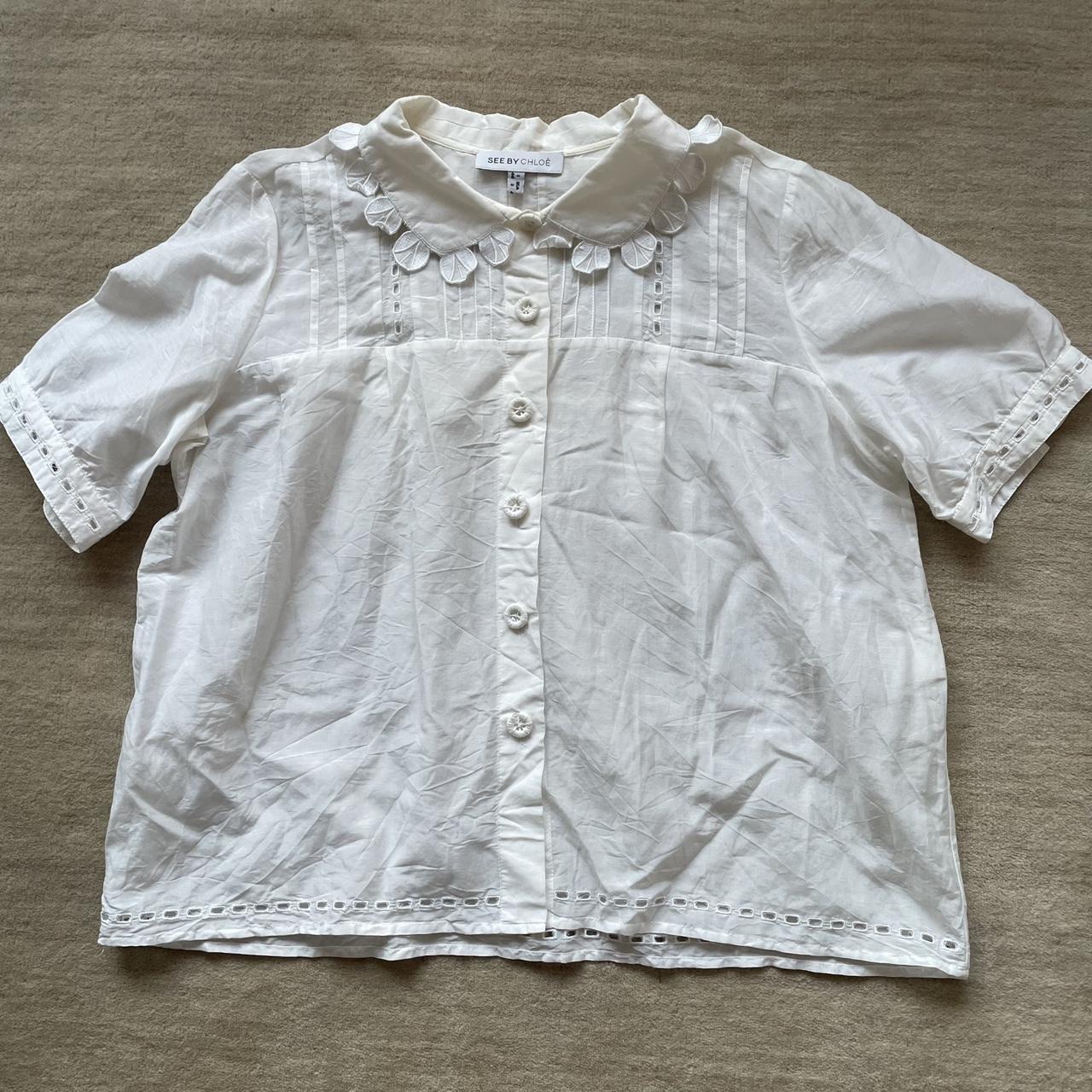 See by Chloé white crop shirt Size 12 (probably best... - Depop