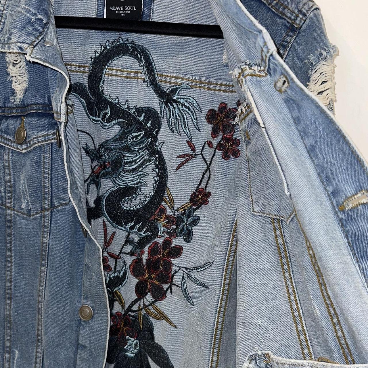 Dragon, floral and koi-fish denim jacket 🐉🌹,
