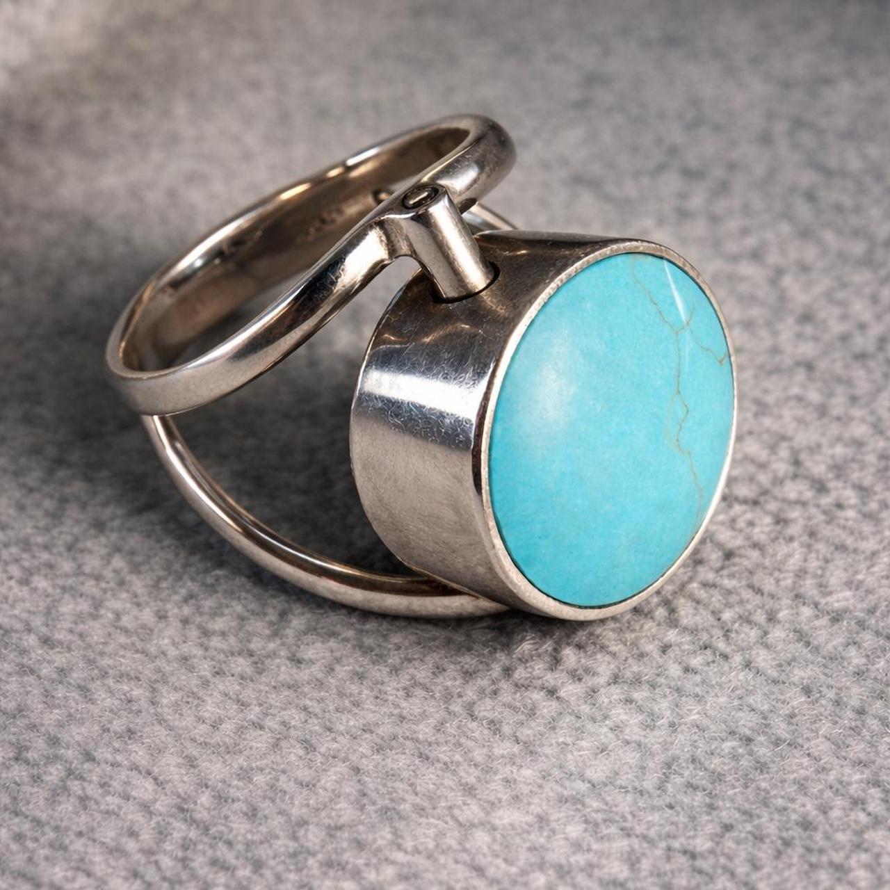 Women's Ring - Silver/Blue – Statement Flip Ring … - image 3