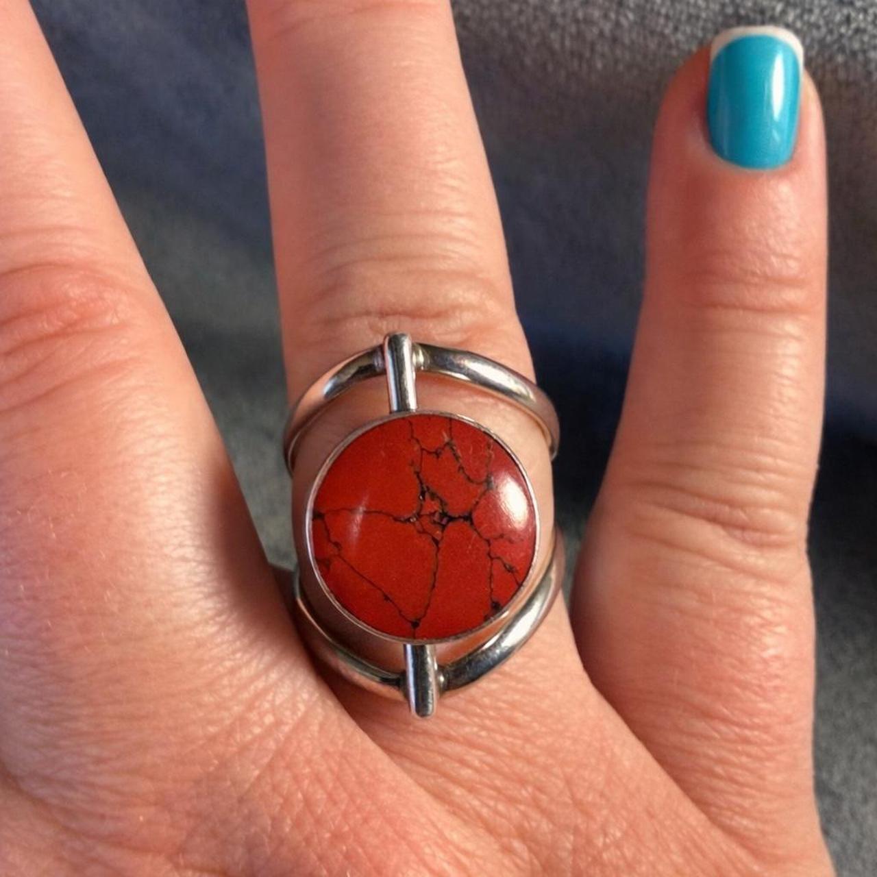 Women's Ring - Silver/Blue – Statement Flip Ring … - image 2