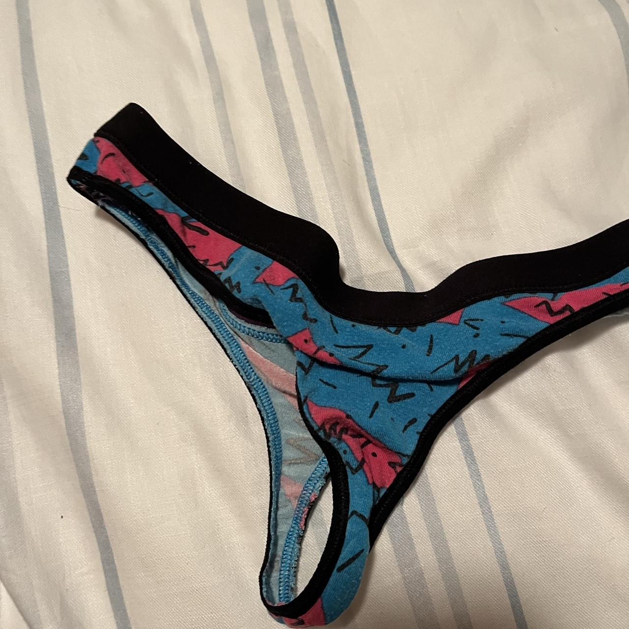 blue pink thong panty too small for me now! gently... Depop