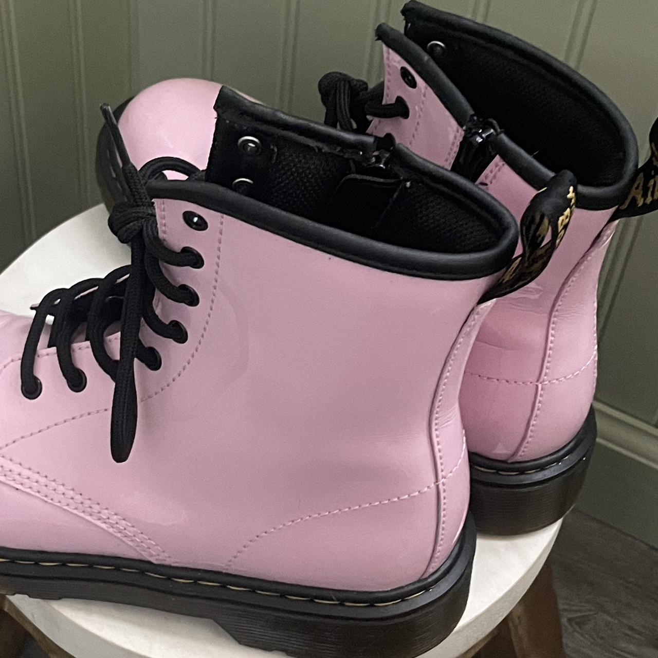 very cute Pink and Black Dr.Martens worn twice size... - Depop