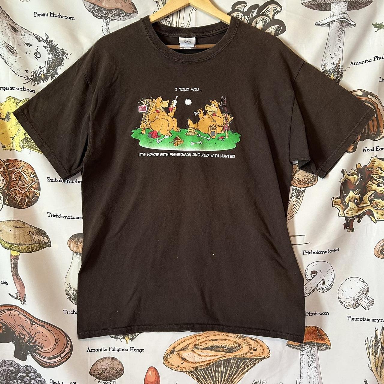 Vintage Brown graphic t-shirt with a funny bear... - Depop