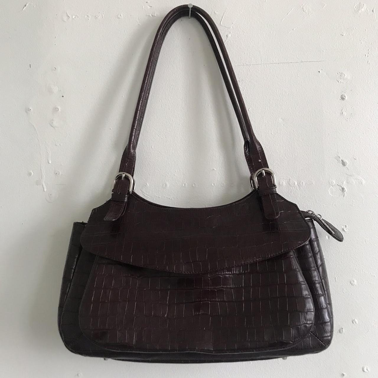 Maxx New York Brown 100% Croc Embossed Leather... - Depop