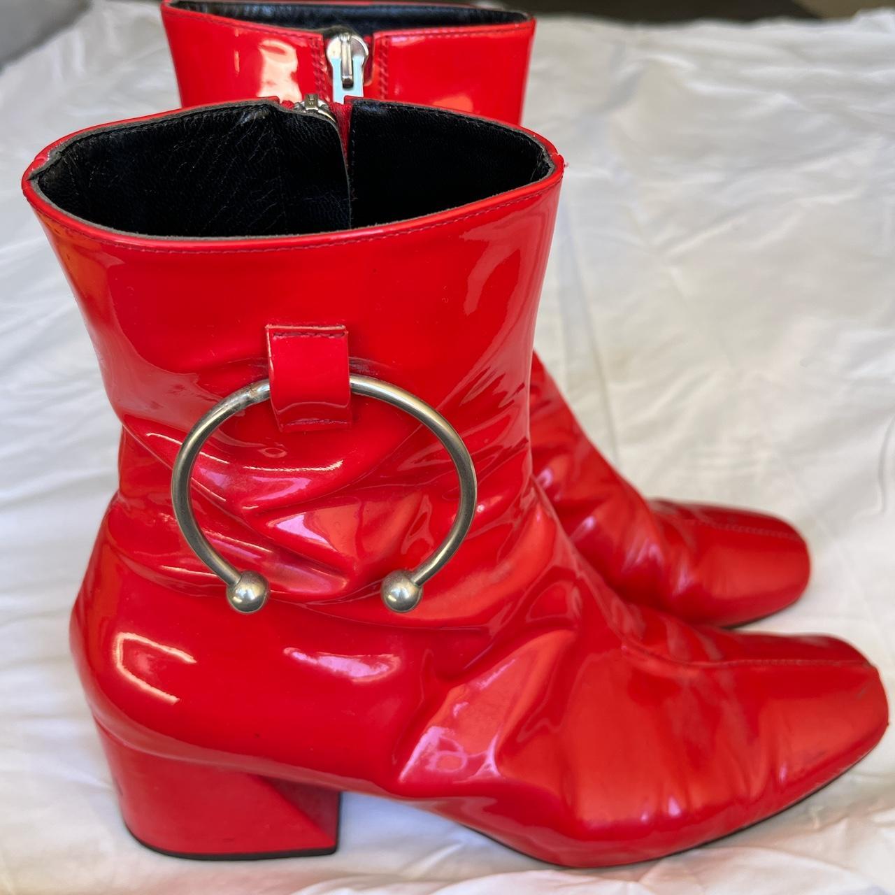 Dorateymur red ankle boots red patient leather