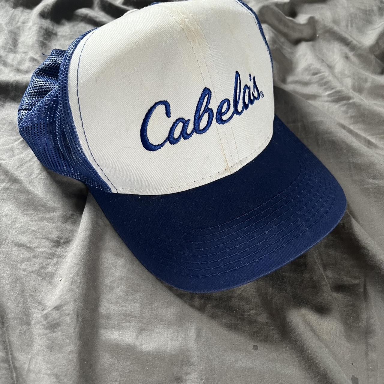 Cabela's Snapback Trucker Mesh Cap Hat Blue Black - Depop