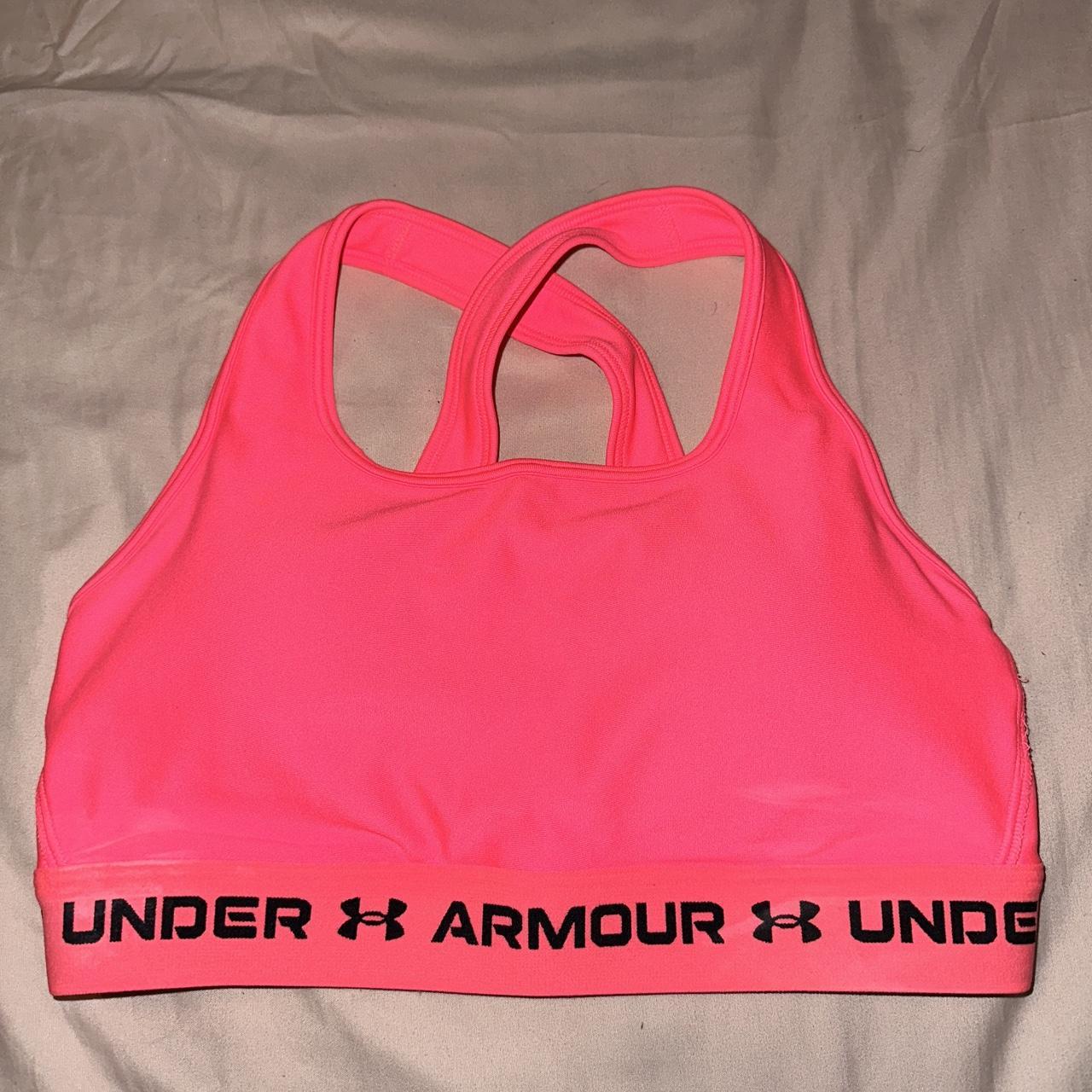 Neon Pink Under Armour Sports Bra With padding, Size M Depop