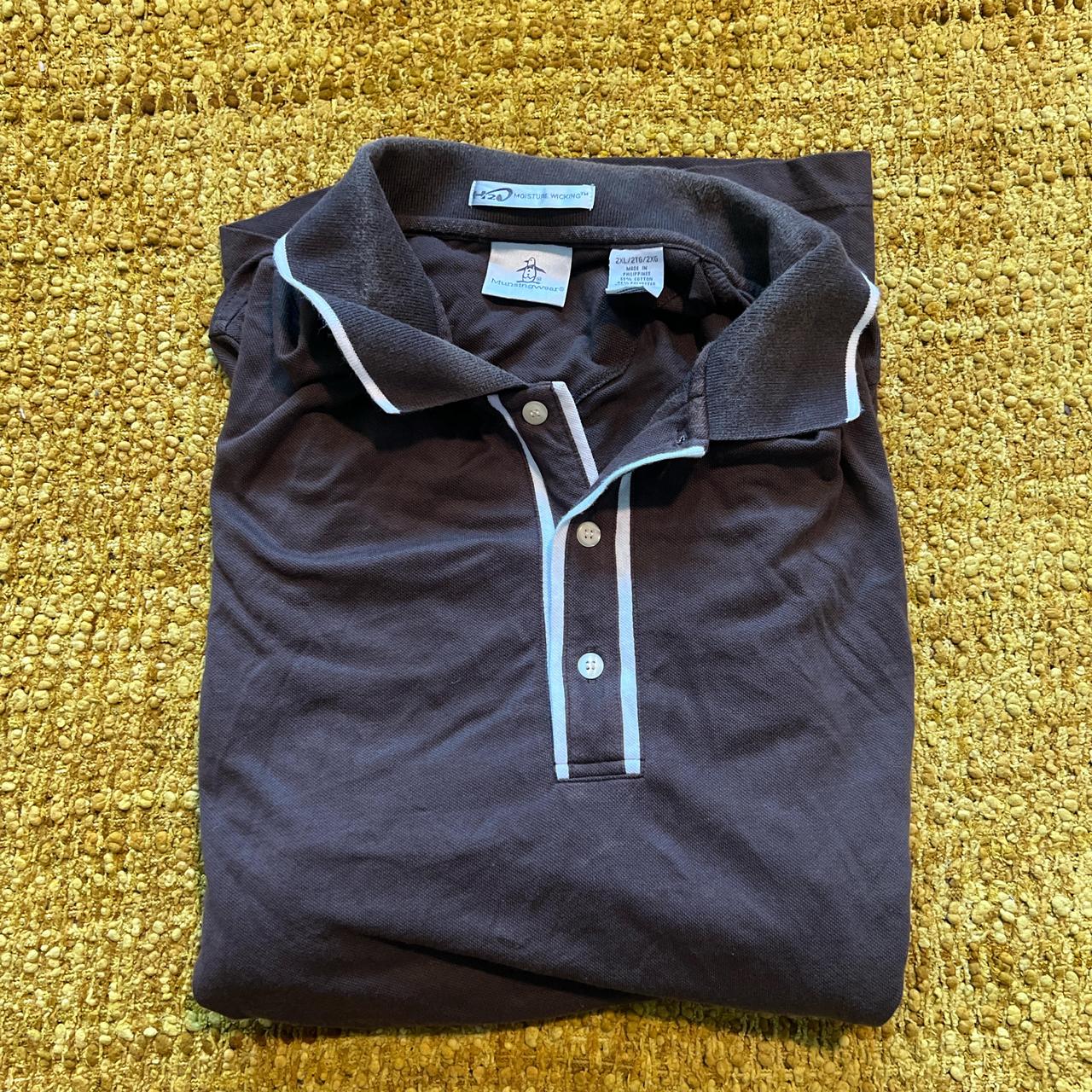 Munsingwear Men's Polo shirt - Brown/Black - XL – Vintage Y2K Munsingwrar moisture wicking polo shirt …