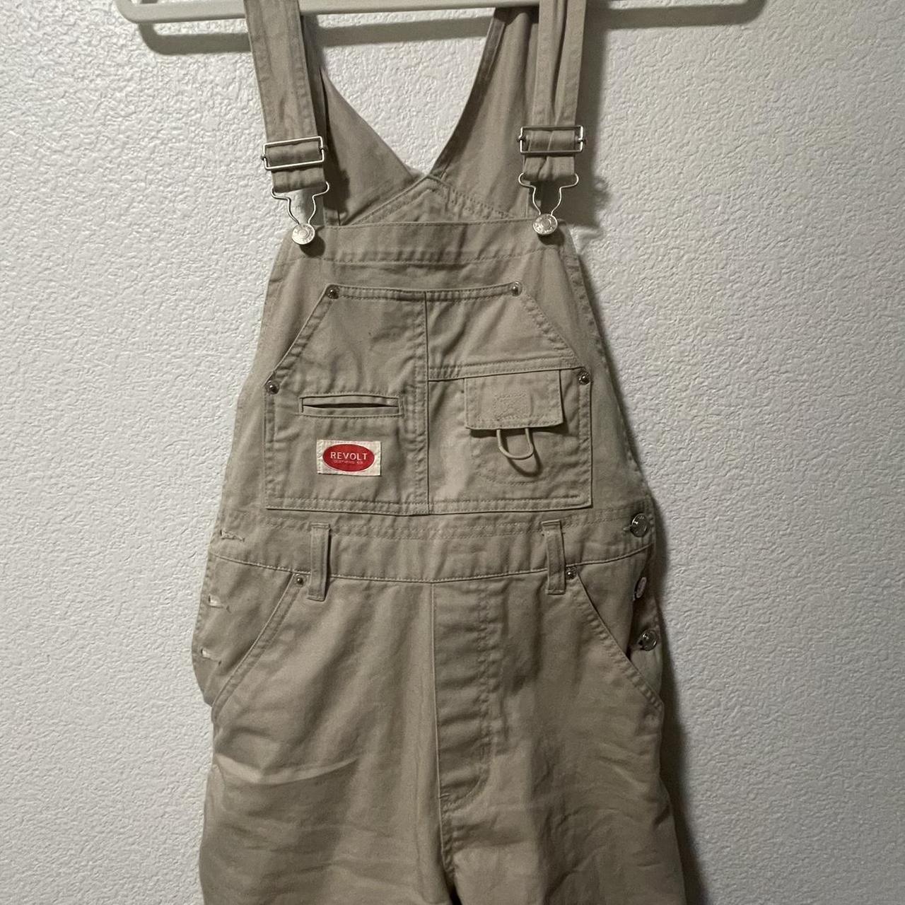 Beige revolt overalls, size small Worn only a few times - Depop