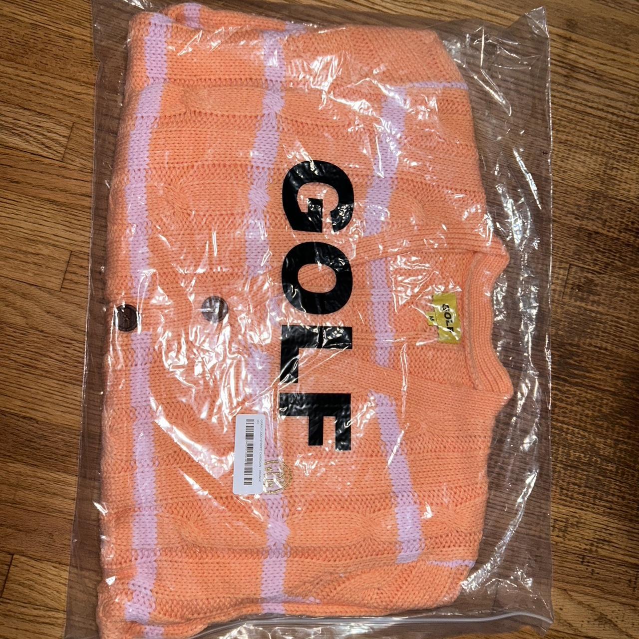 GOLF GRAND LOGO STRIPED CARDIGAN ORANGE Open to... Depop